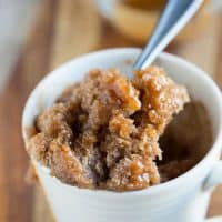 Celebrate apple season with this salted caramel apple spice mug cake! Less than 5 minutes gets you a single serving cake to satisfy that sweet tooth!