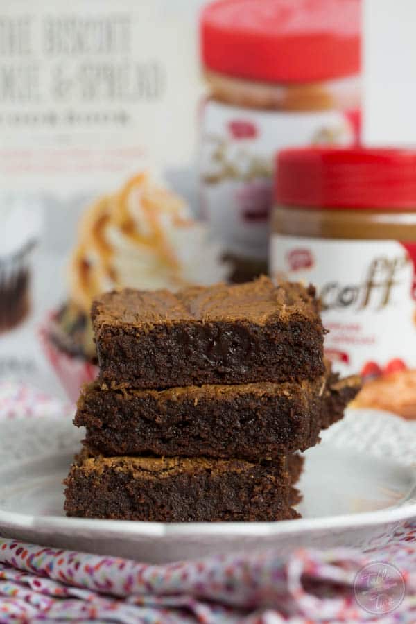 These fudgy Biscoff swirl brownies are the moistest and chewiest brownies ever! The Biscoff swirl on top gives this brownie that irresistible temptation!