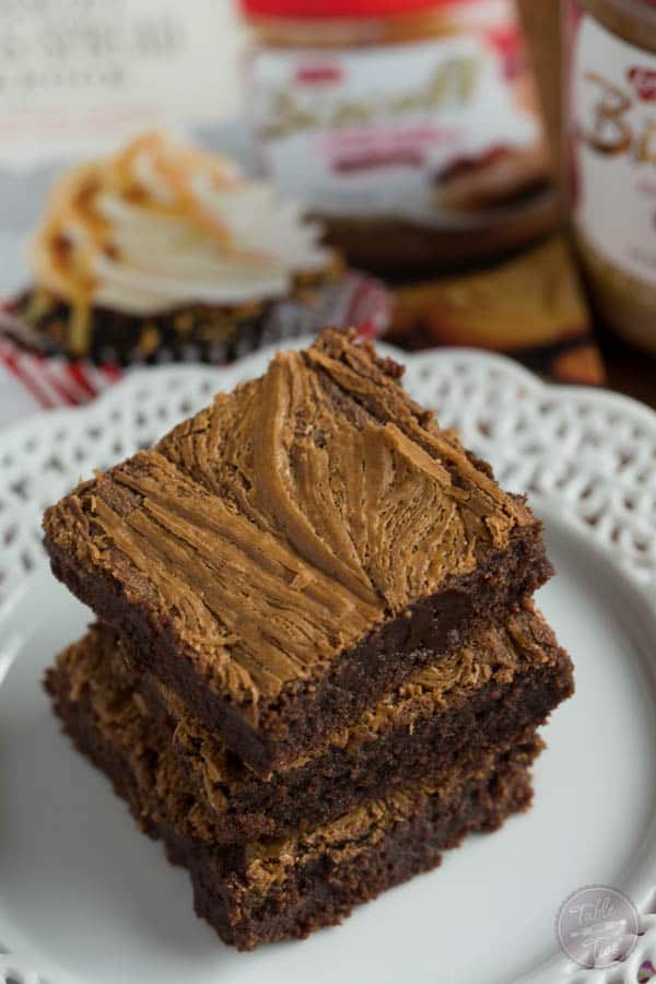 These fudgy Biscoff swirl brownies are the moistest and chewiest brownies ever!