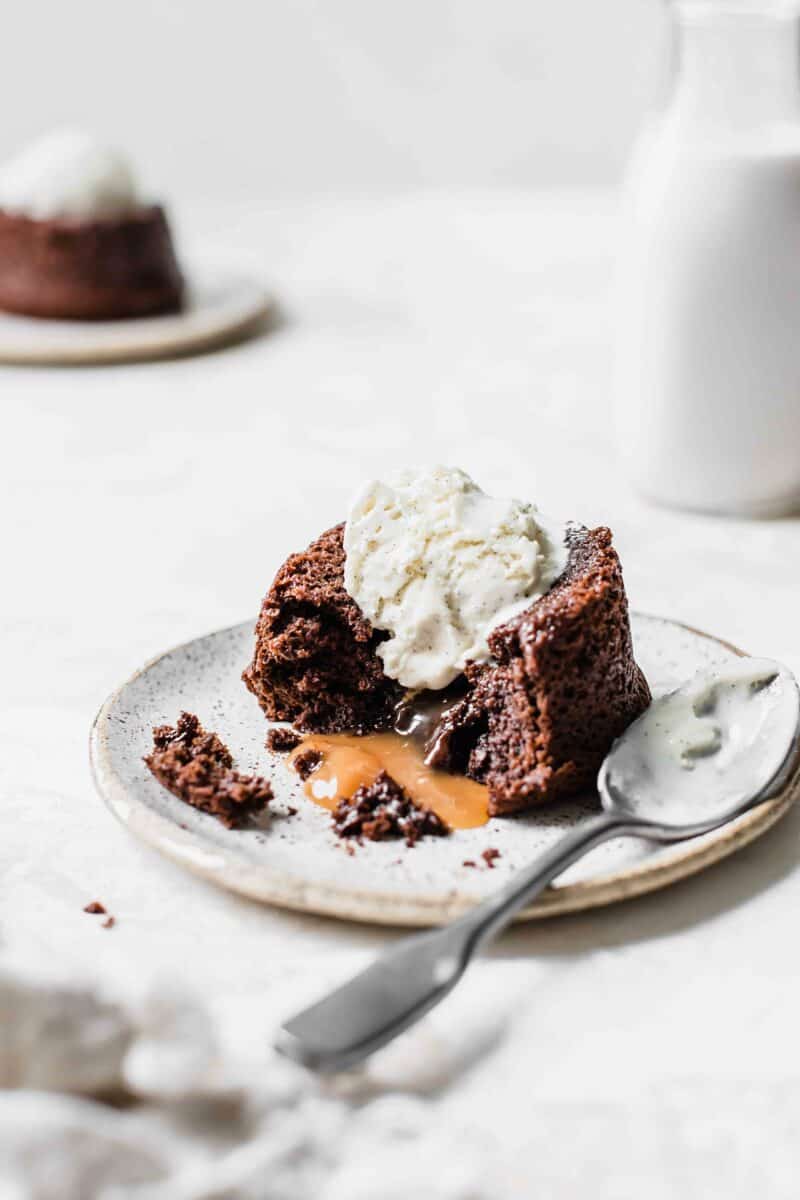 A decadent and rich molten lava cake for two! You'll love breaking into this!