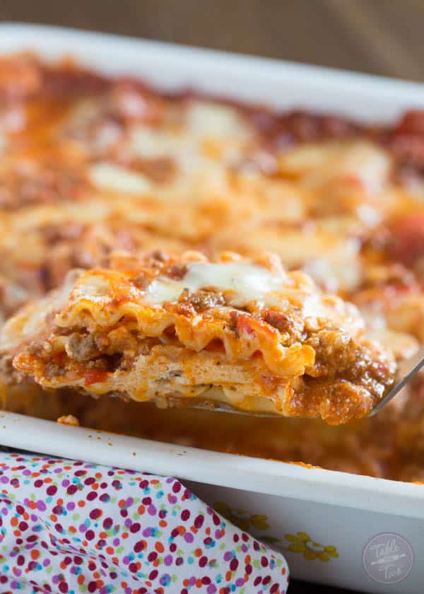 Spicy meaty lasagna is the perfect party casserole! This is a crowd-pleaser! Don't expect to leave with anything left in your casserole dish :)