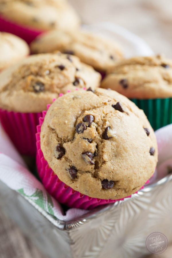 There's a secret to these fluffy whole wheat blend chocolate chip muffins! They're healthier but there's no sacrifice in taste!