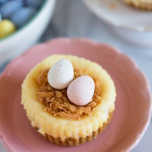 Cute mini cheesecake nests are perfect for Easter!