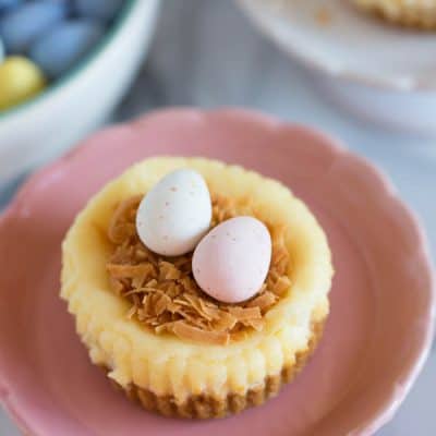 Cute mini cheesecake nests are perfect for Easter!