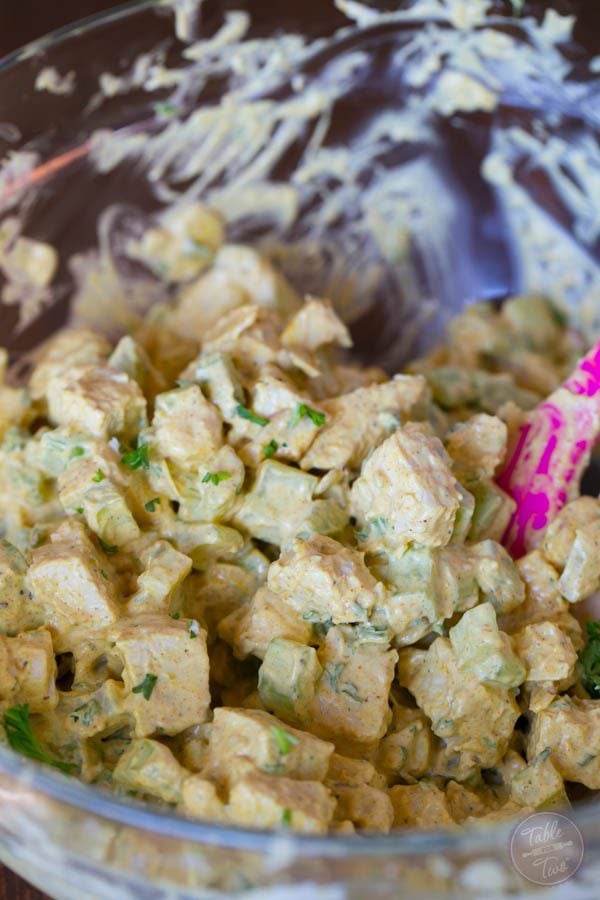 Curry chicken salad is the perfect side item to have at any gathering, especially one that is going to be a bit on the warm side! The cold curry chicken salad will be a refreshing bite!