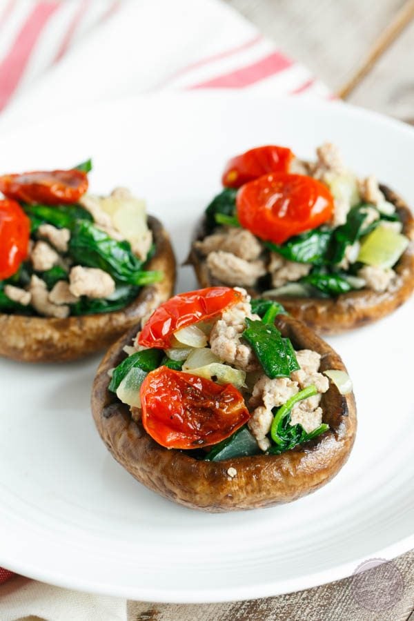 Ground Turkey and Spinach Stuffed Mushrooms are the perfect lunch or dinner option if you're looking to use up light and seasonal ingredients!