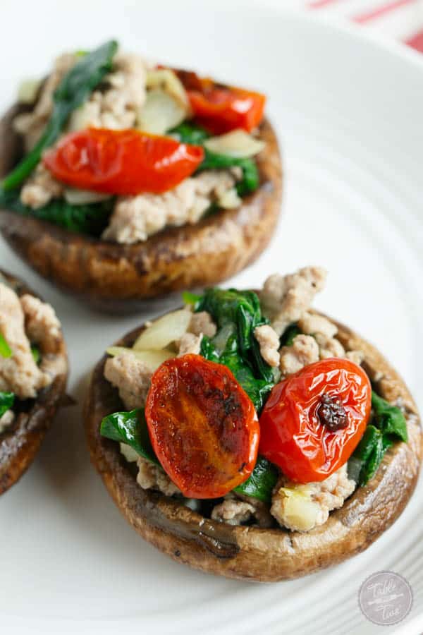 Ground Turkey and Spinach Stuffed Mushrooms - Table for 