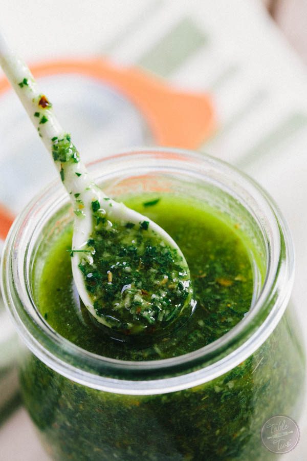 Chimichurri sauce is the perfect addition to any meats or veggie dishes! Easy to make so there's no need for the store-bought stuff!