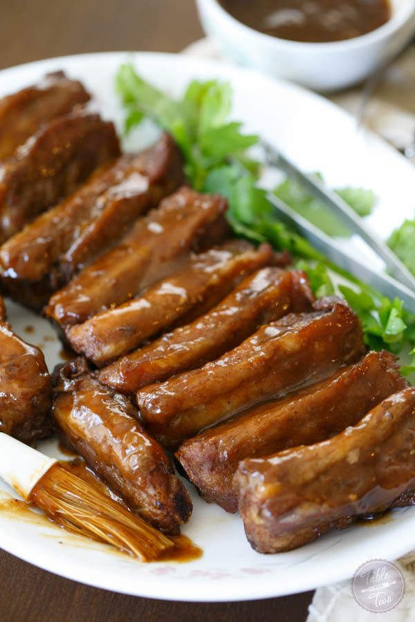 Hoisin-glazed spare ribs are a delicious addition to your Chinese-themed weeknight menu! It's so easy to make and the sauce is the perfect sweet/salty combination!