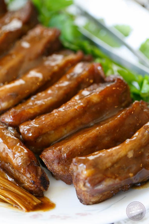 Hoisin-glazed spare ribs are a delicious addition to your Chinese-themed weeknight menu! It's so easy to make and the sauce is the perfect sweet/salty combination!