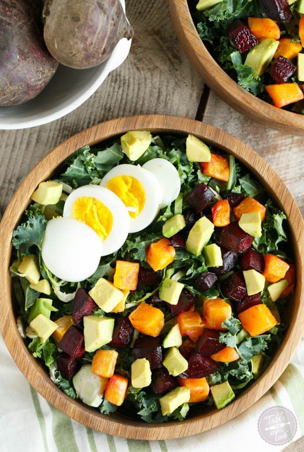 The best kind of Fall salad to have! Topped with a dijon shallot dressing, this Fall harvest salad is calling your name!