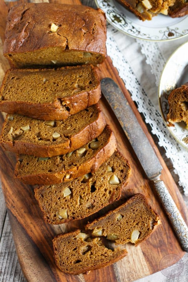 Pumpkin apple bread is the epitome of Fall flavors. Pumpkin, apples, and cinnamon flavors are all in one deliciously moist and gluten-free loaf! Eat one loaf now, freeze one for later!