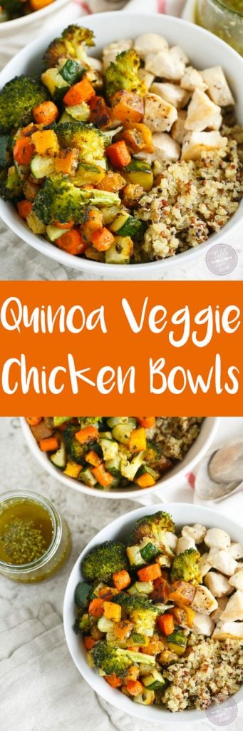 A fun way to eat your veggies and favorite grain and protein in one large bowl!