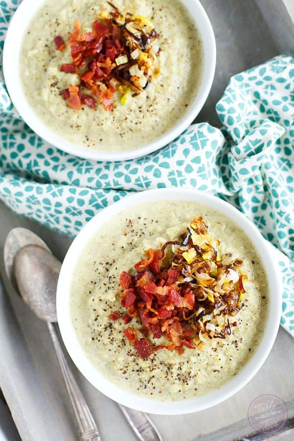 This simple roasted broccoli and cauliflower soup with crispy leeks and bacon will be your new favorite soup to warm you right up! So much flavor and it could not be simpler to make!