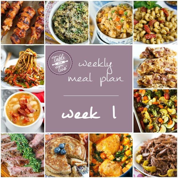 weekly meal planning for two