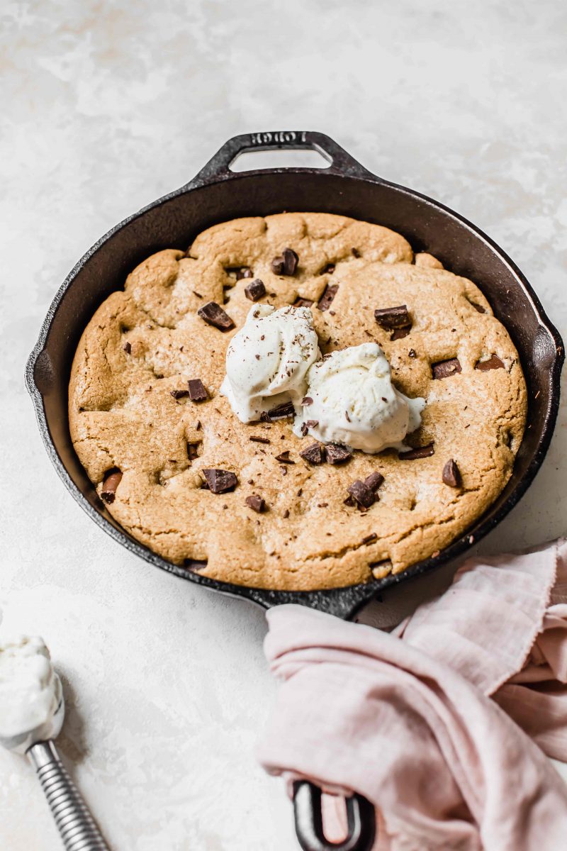 The trifecta of all cookies! Coconutty, chocolatey, soft, chewy, and crispy. All in a skillet!