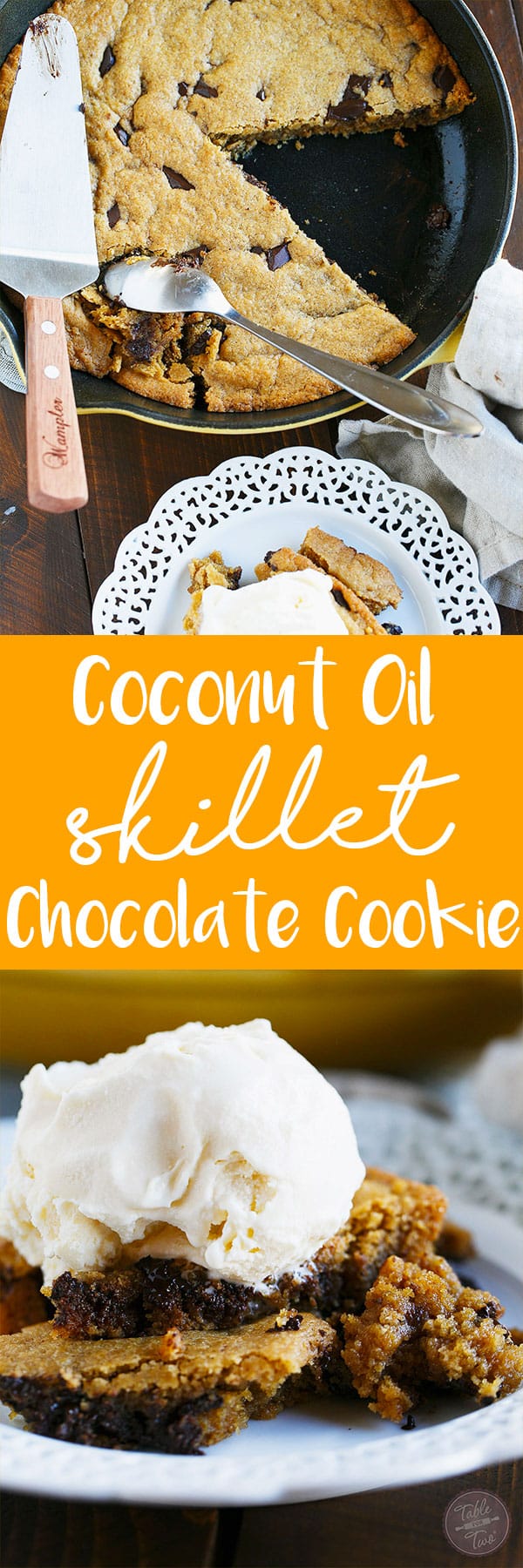 coconut oil skillet chocolate chunk cookie
