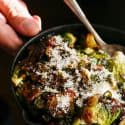 A new side dish for you to try! Roasted brussels sprouts tossed with caramelized shallots and golden raisins topped with salty cotija cheese. You will LOVE this new addition to your dinner table!