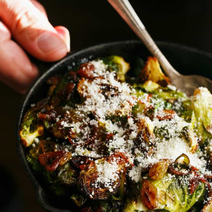 Roasted Balsamic Brussels Sprouts with Caramelized Shallots Table for