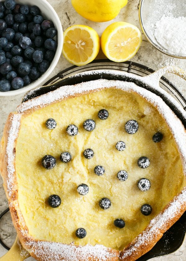 Your new favorite brunch item! Lemon blueberry Dutch baby!