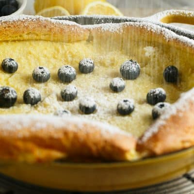 Your new favorite brunch item! Lemon blueberry Dutch baby!