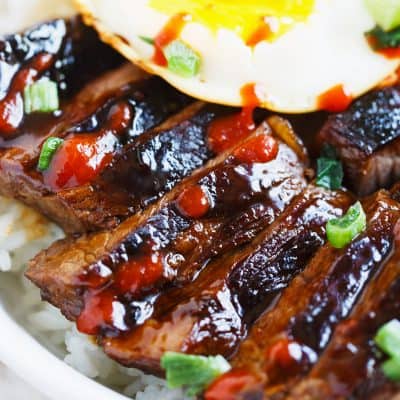 These Korean galbi bowls are so full of flavor after marinating them in a delicious sauce overnight! Build your Korean galbi bowl however you want with whatever you desire!