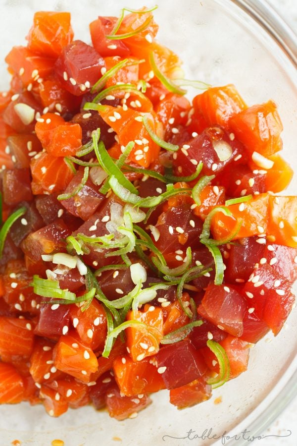 Make your own poke bowl bar with all the fresh toppings you want!