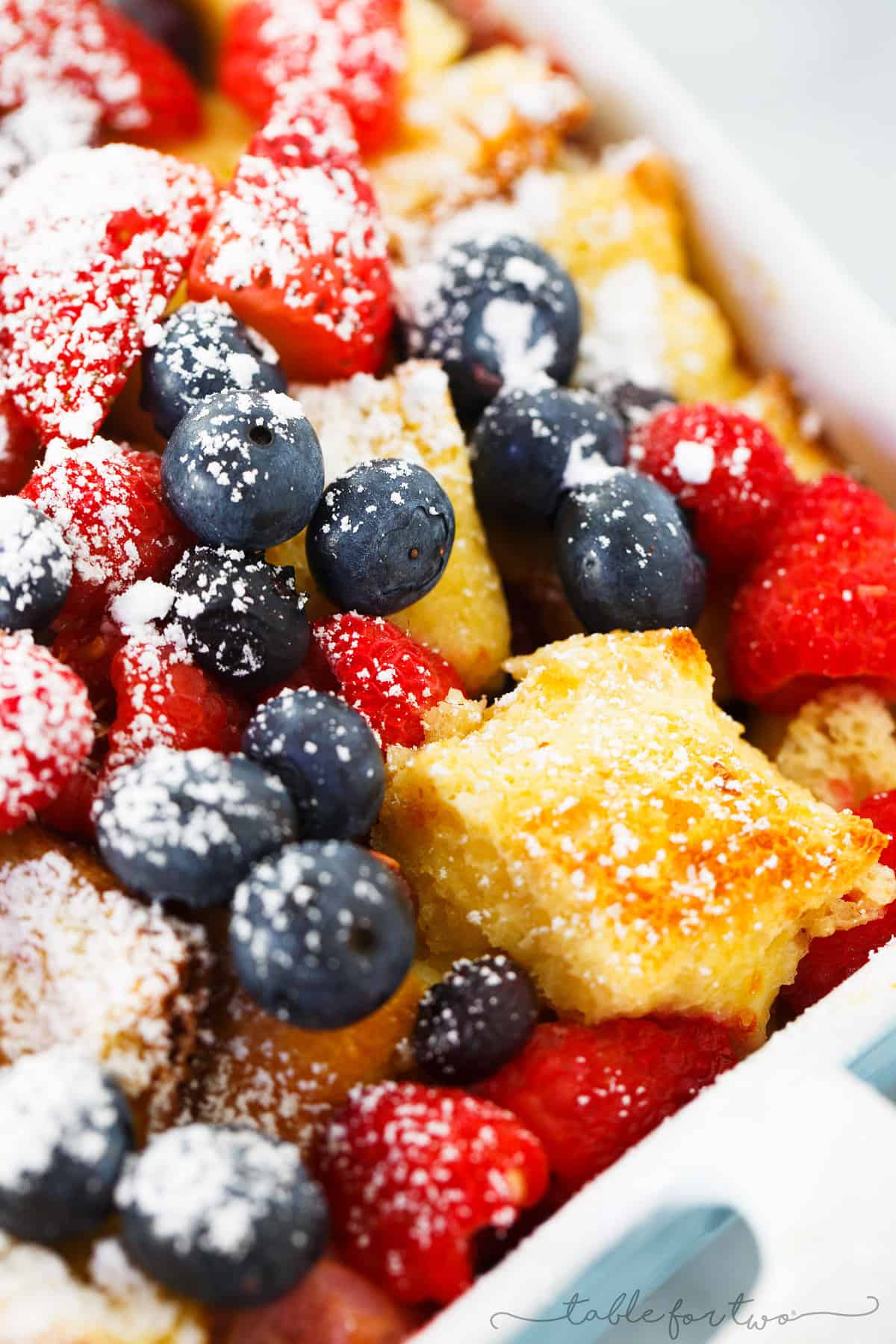 This triple berry brioche French toast bake is a breakfast or brunch dish that your overnight crew will love! Fresh berries are layered throughout the rich and buttery brioche bread. Your family and friends will love you!
