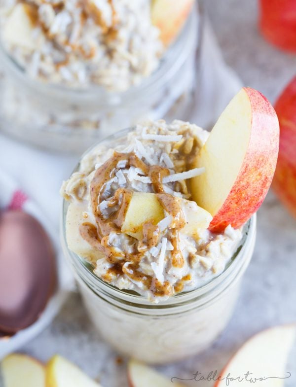 The apple pie flavor without the actual effort to make the apple pie to get the flavor! Apple pie overnight oats are yet another great flavor of oats to add to your morning routine! No more skipping breakfast when you've got yourself apple pie overnight oats sitting in the fridge waiting for you!