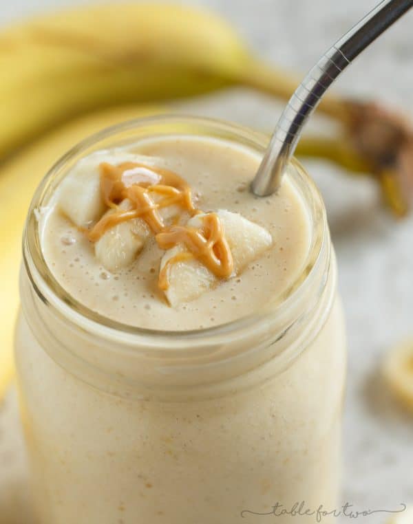 This banana peanut butter & date smoothie is a healthy alternative to curb your sweet tooth! Sweetened naturally with dates, this smoothie is going to be your new favorite "dessert!"