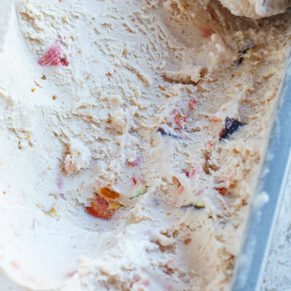 This fig and honey mascarpone ice cream is a beautiful pale pink with the most incredibly rich and creamy texture! The taste is out of this world and a great way to use your figs!