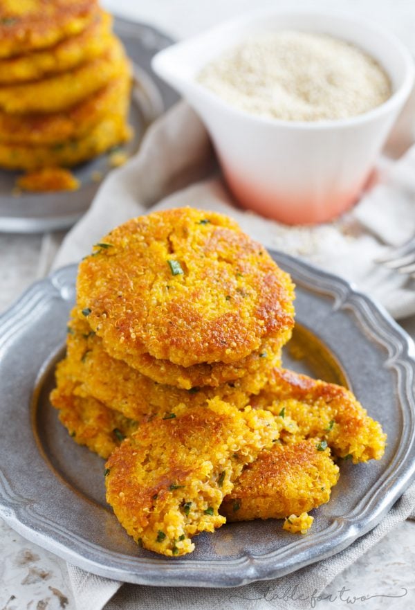 A fun, new way to enjoy quinoa during pumpkin season! This recipe is a unique way incorporate pumpkin into a savory recipe that you've never thought to try before! Pumpkin quinoa parmesan fritters are going to be your new favorite side dish to accompany your dinner this season!