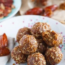 These pumpkin pie energy snack balls are the perfect sweet treat for the season! They're naturally sweetened and will curb any sweet tooth but you won't feel bad about it!