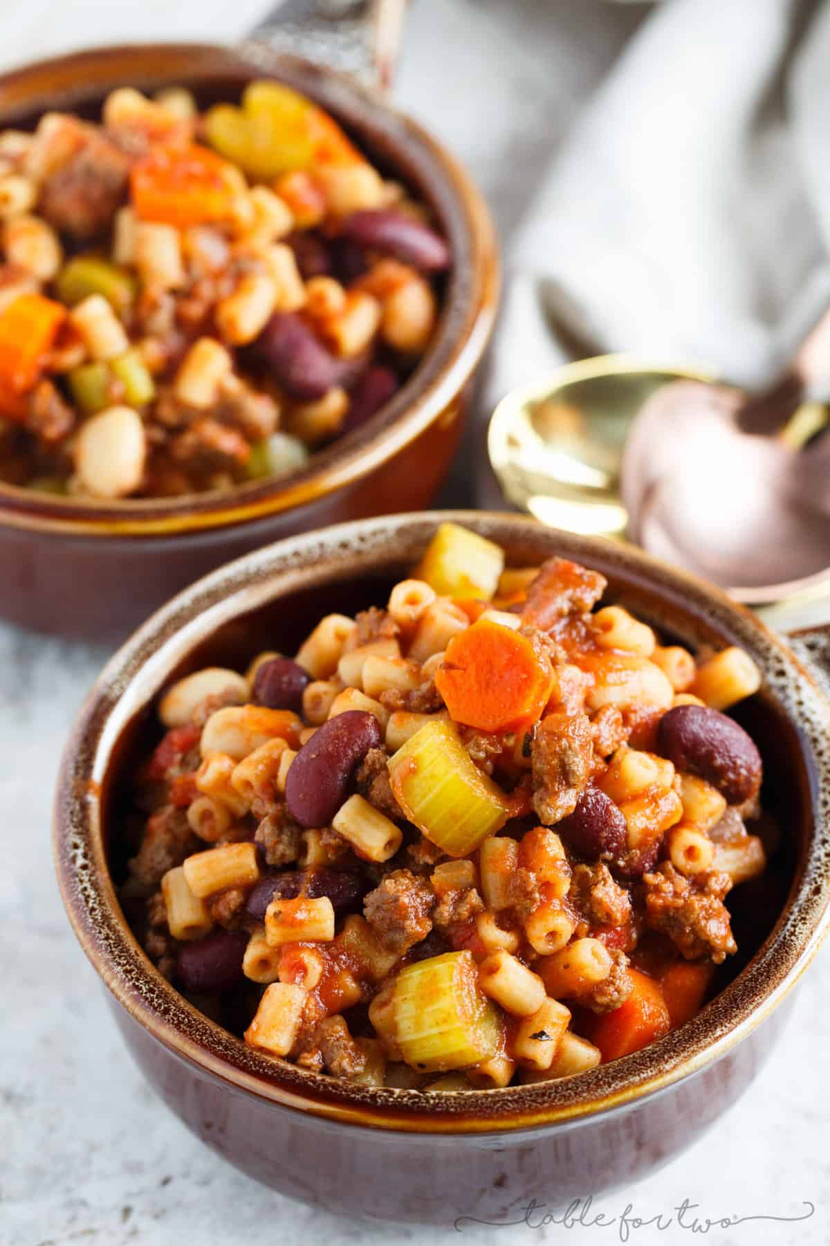 A thick and hearty slow cooker meal. This slow cooker pasta fagioli is full of hearty beef, beans, veggies, and pasta. Makes for great comfort food in the cooler months or for busy weeks that leftovers won't get boring!