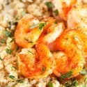 Garlic butter shrimp is a quick and easy weeknight dinner idea! Serve on top of quinoa and you've got yourself a complete and healthy meal!