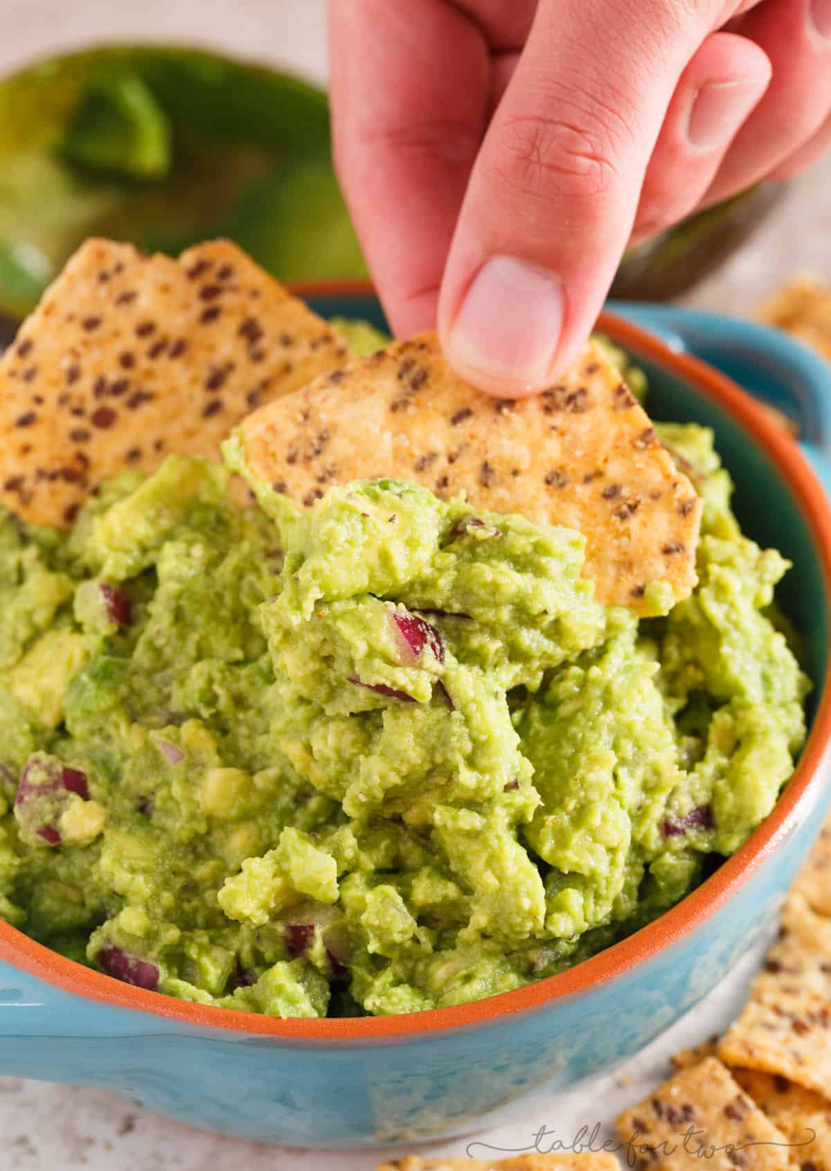 Everyone has to have a great guacamole recipe in their arsenal. Our favorite guacamole recipe is full of creaminess, tang, and bite! You will LOVE this version and always make batches of it to have on hand!