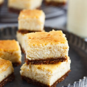 These adorable eggnog cheesecake bites with gingersnap crust are the perfect little addition to your holiday table! These little bites will be gone before you know it!