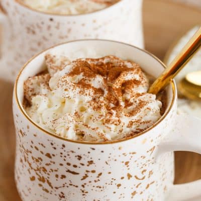 Warm and cozy spicy gingerbread lattes are the only way to beat the cold! These extra spicy gingerbread lattes are the best holiday homemade drink!