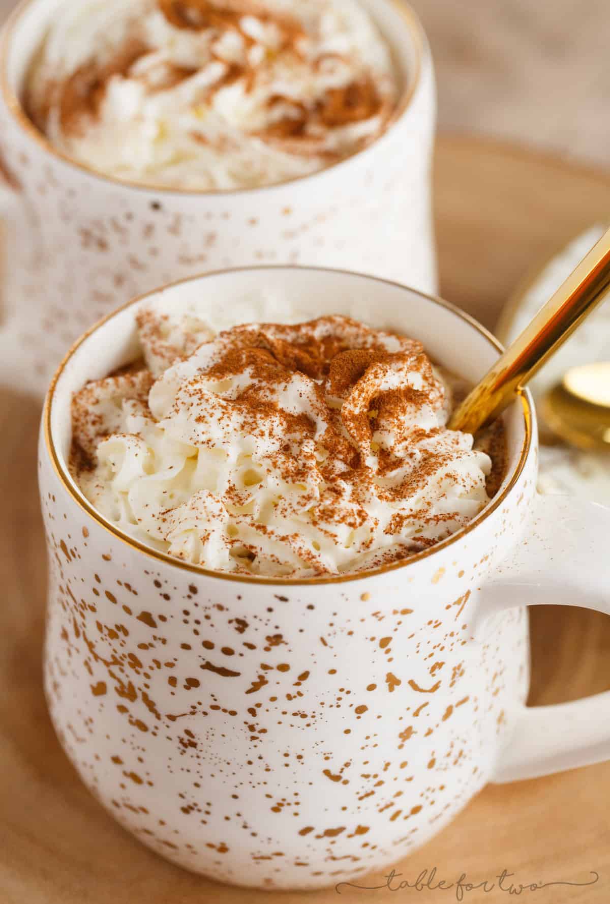 Warm and cozy spicy gingerbread lattes are the only way to beat the cold! These extra spicy gingerbread lattes are the best holiday homemade drink!
