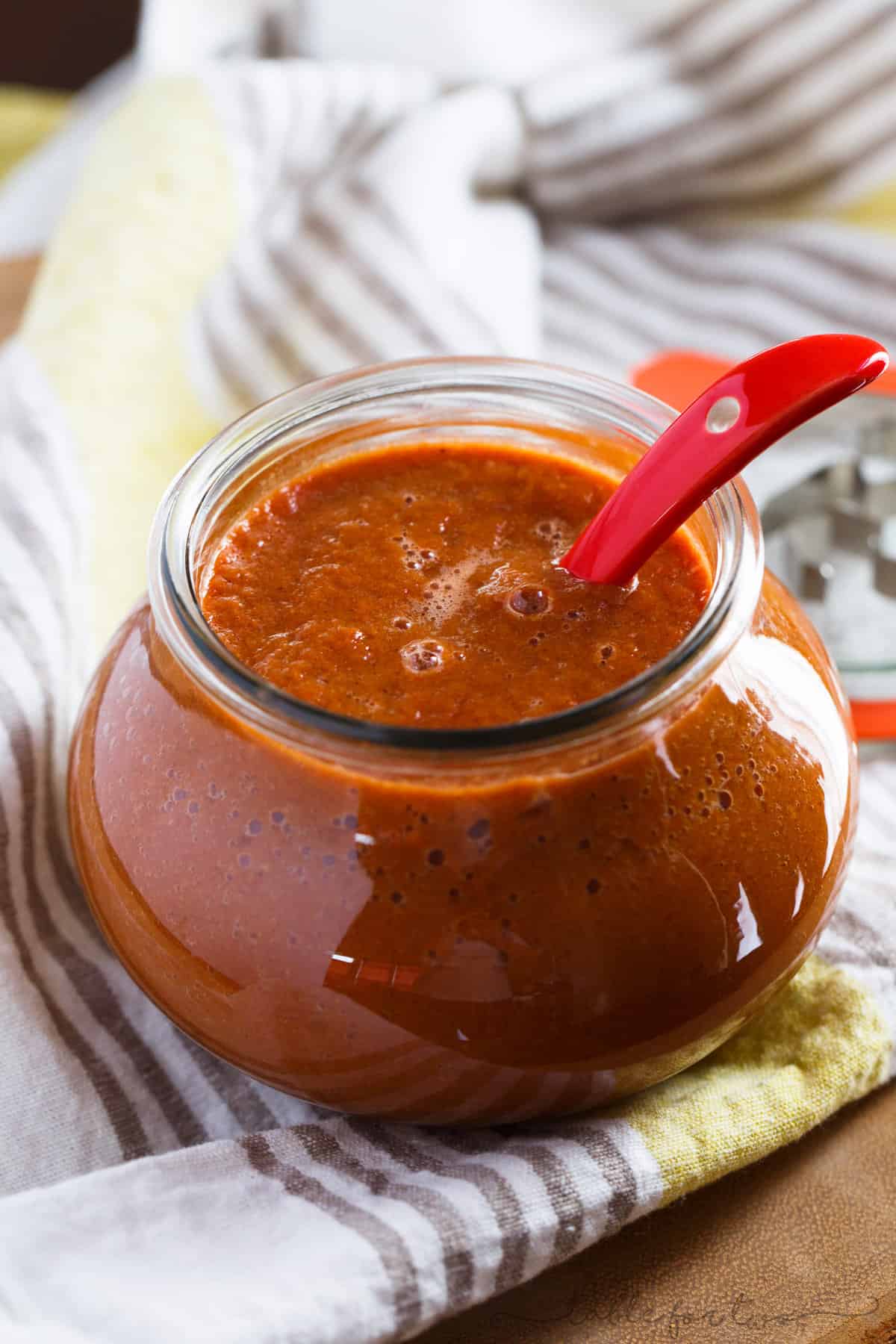 Ditch the store-bought can of enchilada sauce and throw all the ingredients for this easy homemade blender enchilada sauce in your blender for a quick and flavorable enchilada sauce that you can use for so many recipes!