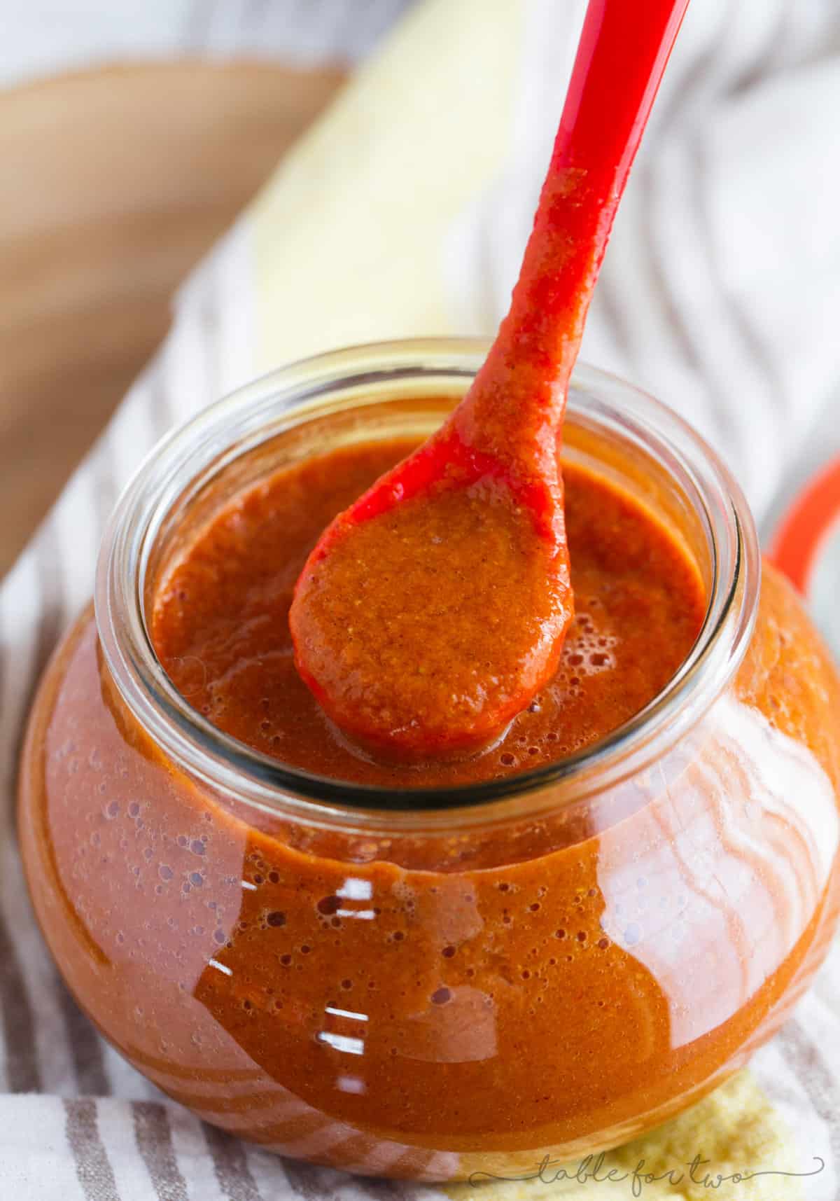 Ditch the store-bought can of enchilada sauce and throw all the ingredients for this easy homemade blender enchilada sauce in your blender for a quick and flavorable enchilada sauce that you can use for so many recipes!