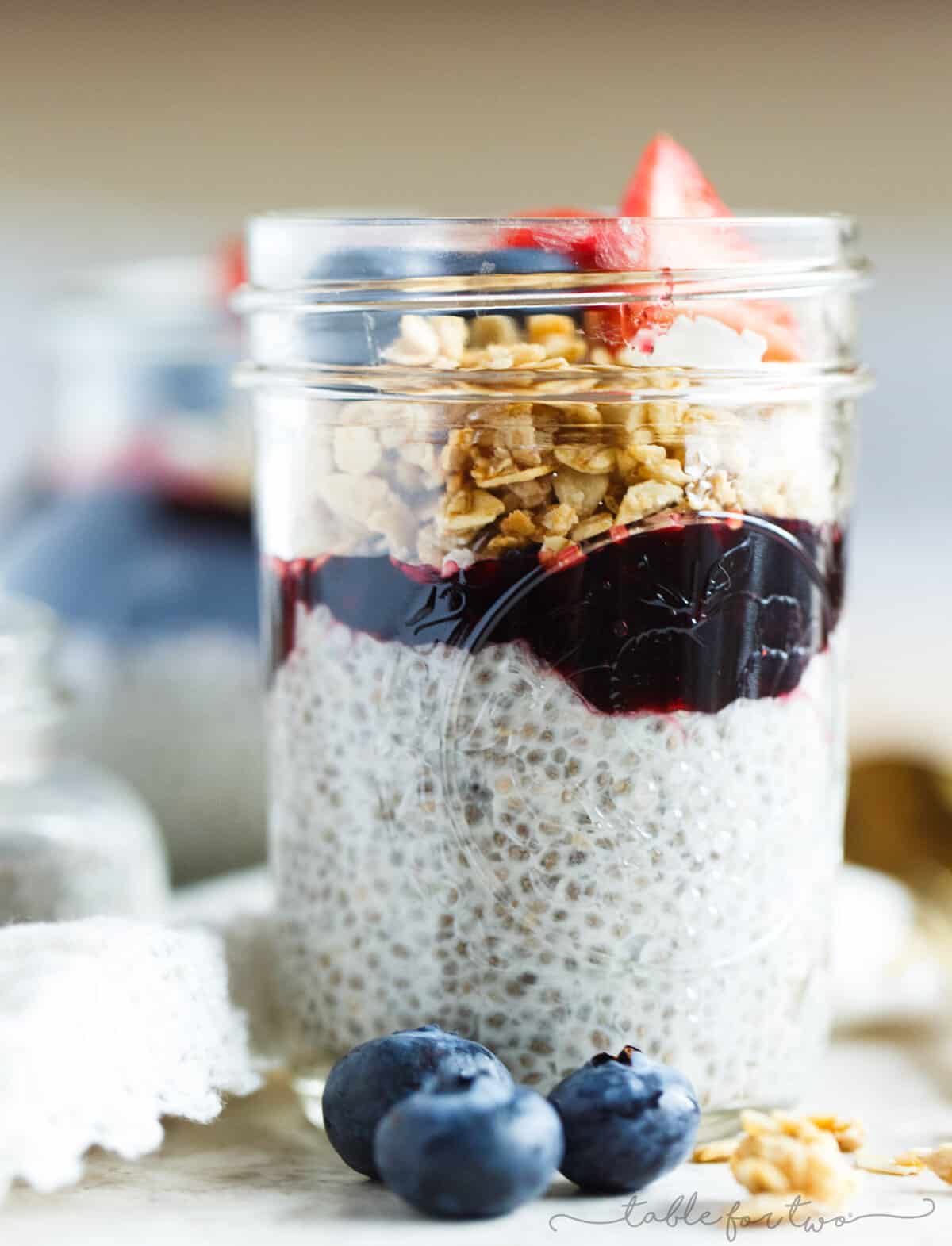 Coconut chia seed pudding with berries and granola is an easy breakfast option packed with flavor and nutrients! It's loaded with fiber, protein, Omega-3 fatty acids and various micronutrients!