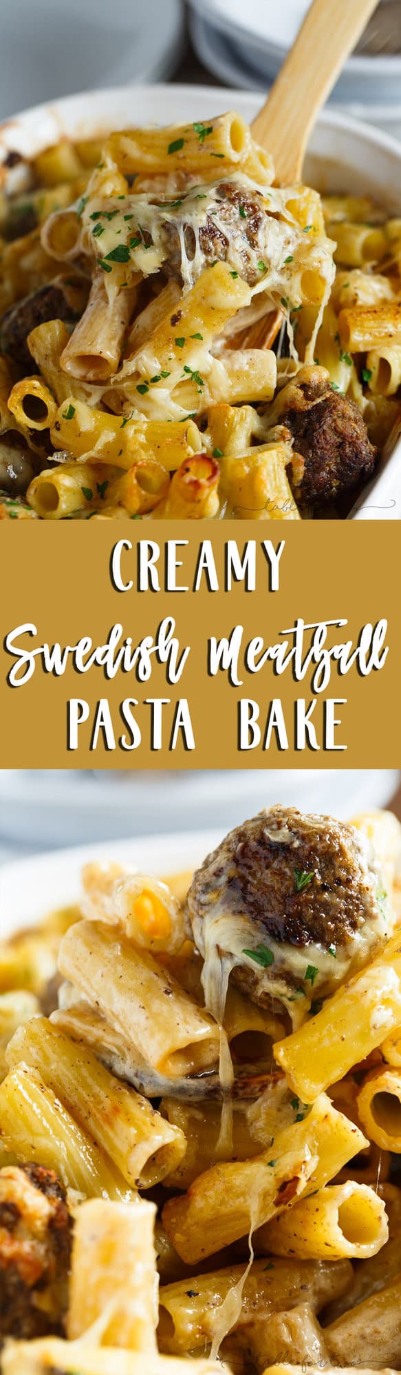 A fun take on the classic Swedish meatballs. This creamy Swedish meatball pasta bake is filled with pasta, cheese, and meatballs; the ultimate comfort food!