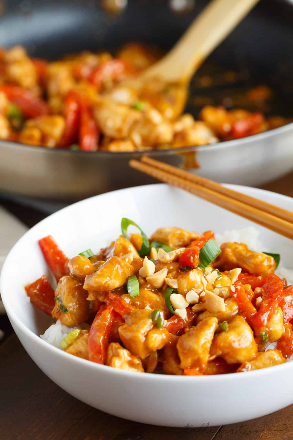 If you've never used peanut butter in a savory dish, this spicy peanut chicken is a dish you must try! It comes together in less than 30 minutes and it's so full of flavor! It will easily become a favorite dinner in no time!