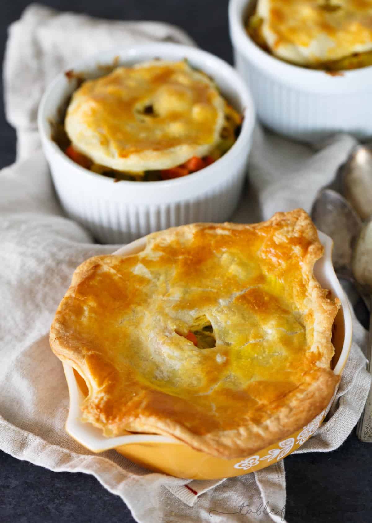 Curry turkey pot pie is a unique and flavorful approach to using up turkey from Thanksgiving leftovers! The spice and overall taste of this pot pie will have you loving all the leftovers!