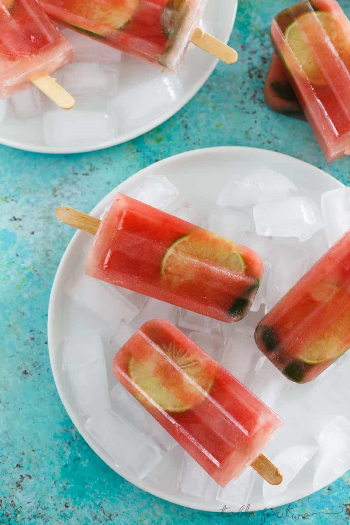 A cool and refreshing summer frozen treat. These watermelon mint lemonade popsicles are the perfect way to cool down! Grab them before they melt!