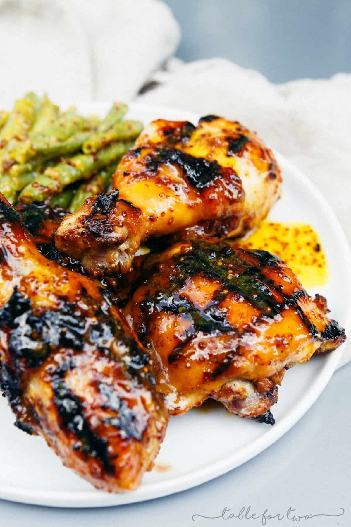 If you're looking for a quick and easy, and most importantly FAMILY-FRIENDLY weeknight meal, this honey mustard chicken with green beans is calling your name. Marinade the chicken all day while you're at work and the kids are at school and throw the chicken on the grill or in the oven when you get home! Dinner was practically made for you while you were away! The sauce is INCREDIBLE!!!
