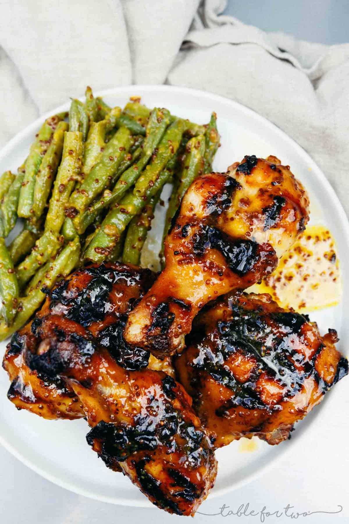 If you're looking for a quick and easy, and most importantly FAMILY-FRIENDLY weeknight meal, this honey mustard chicken with green beans is calling your name. Marinade the chicken all day while you're at work and the kids are at school and throw the chicken on the grill or in the oven when you get home! Dinner was practically made for you while you were away! The sauce is INCREDIBLE!!!