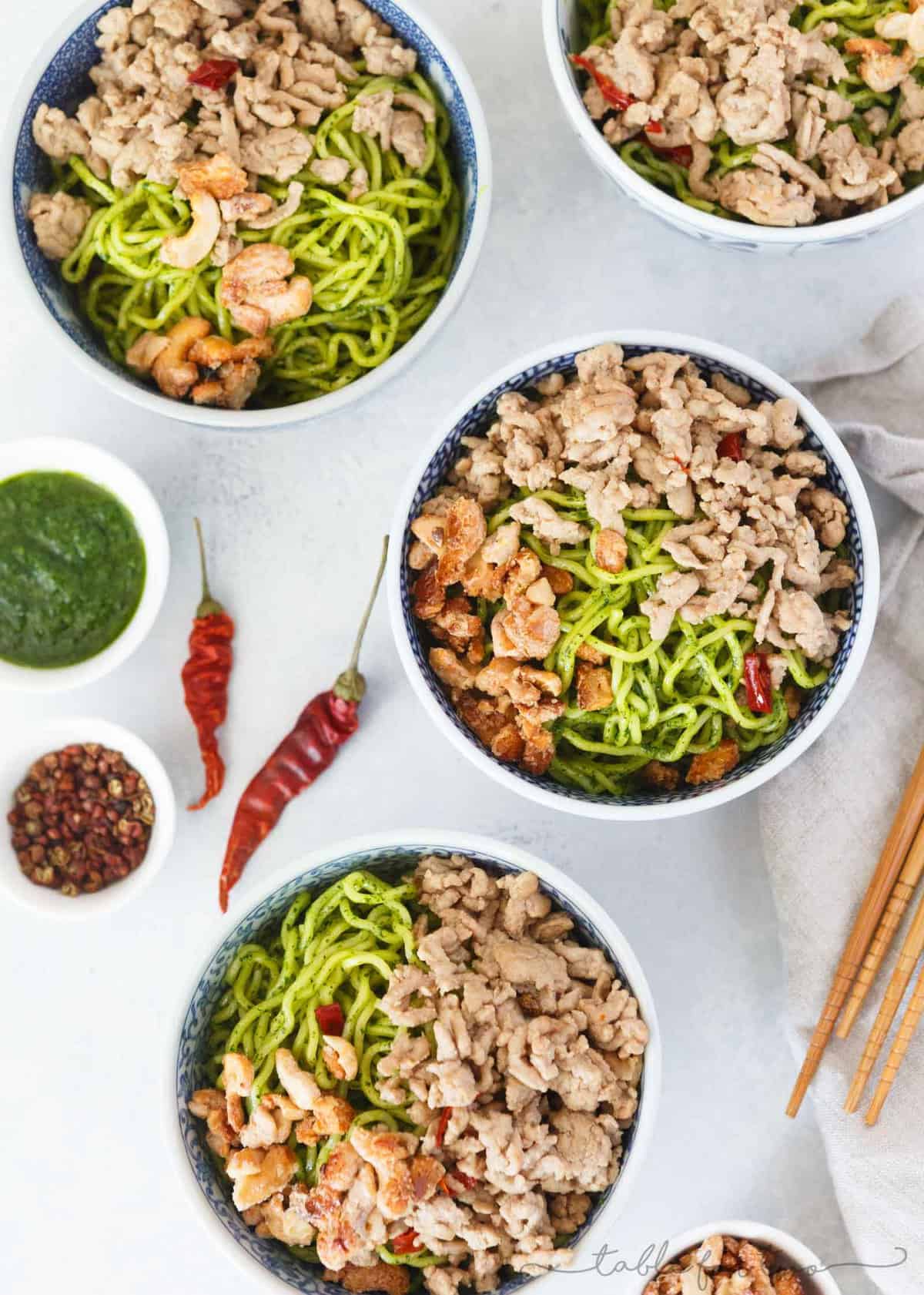 This Momofuku-inspired spicy chilled pork ramen dish is everything your tastebuds have dreamed of! The cool and spicy flavors pair perfectly with the candied cashews on top. If you can't get yourself to David Chang's Momofuku restaurant, I feel that this dish is a great runner up!