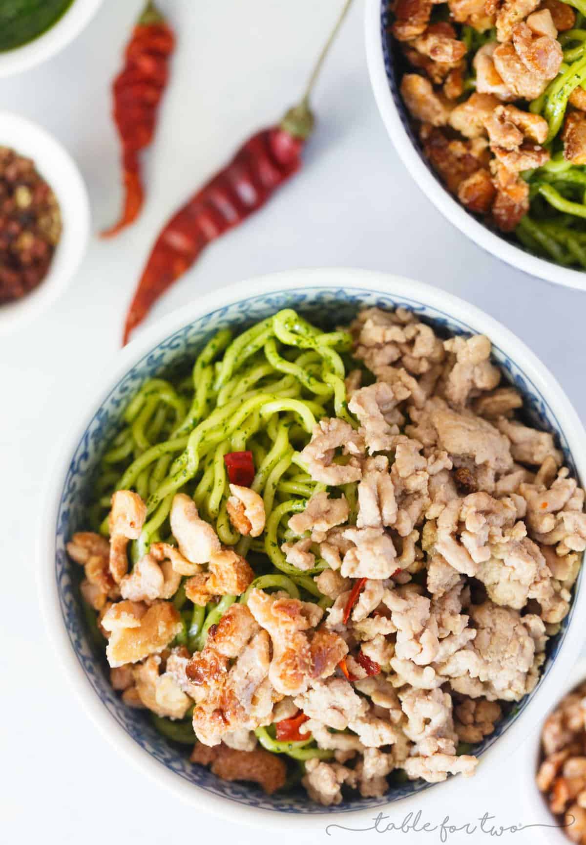 This Momofuku-inspired spicy chilled pork ramen dish is everything your tastebuds have dreamed of! The cool and spicy flavors pair perfectly with the candied cashews on top. If you can't get yourself to David Chang's Momofuku restaurant, I feel that this dish is a great runner up!